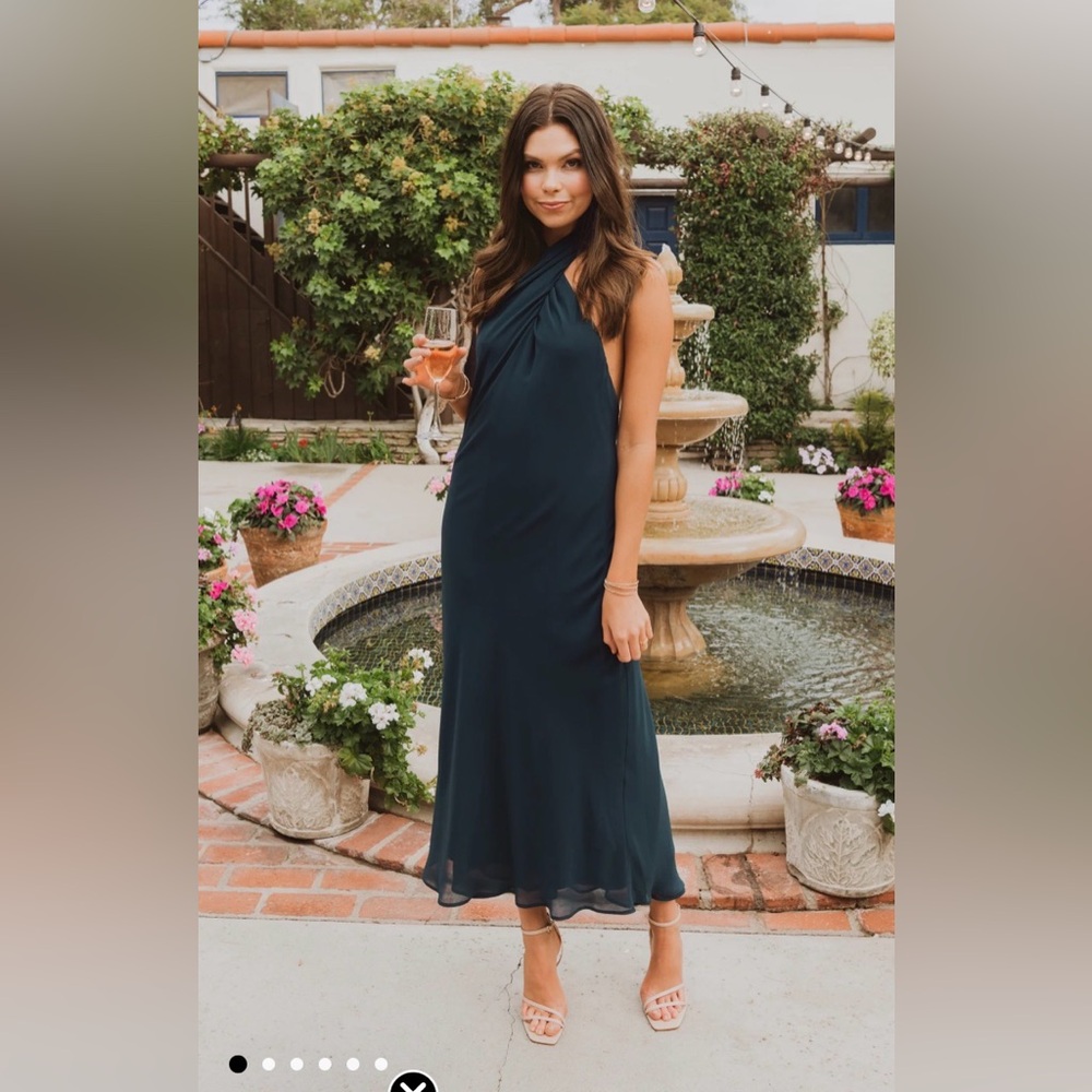 Show Me Your MuMu - Jasmine Halter Midi Dress ~ Emerald Chiffon